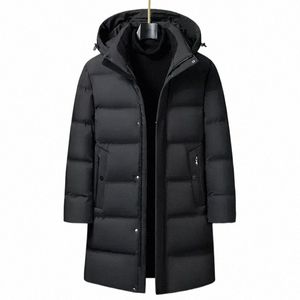 新しい冬用ジャケットの襟フード付きウォームダウンコートパーカーメンズホワイトダックダウンポケット厚くなったコートfi lg coat m-4xl s4qh＃