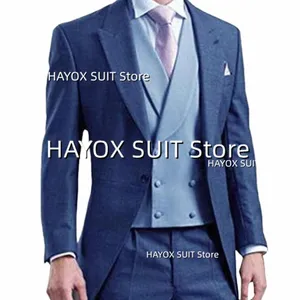 mens 3 Piece Suit Slim Fit Shawl Lapel One Butt Jacket Vest Pants Busin Formal Office Wedding Groom Prom Tuxedo E8VI#