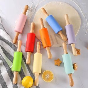 Ferramentas de cozimento antiaderente alça de madeira silicone rolo reutilizável massa de pastelaria rolo de farinha durável cozinha cozinhar