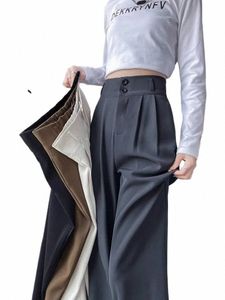 pantaloni coreani a vita alta a gamba larga femminile autunno estate pantaloni allentati casuali da ufficio pantaloni da donna Fi Baggy Outwear Abbigliamento G05z #