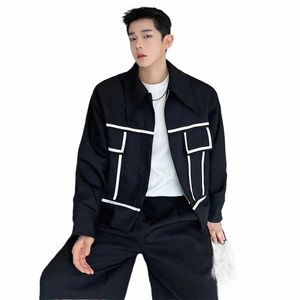 luzhen 2024 Fi Elegant Original Short Jacket Men's High Street Color Ctrast Splicing Design Outerwear Trendy New Fd9d91 y5Qk#