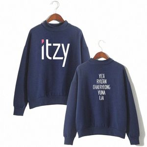 Bahar Sonbahar Yüksek Yakalı Hoodies Fi Kpop Itzy Sıradan Erkek Kadınlar Capl Sweatshirt Top Lg Kollu Harajuku Kapüşonlu Kazak I5RS#