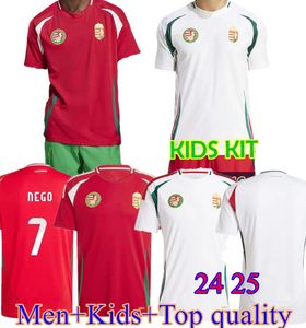 Camisetas Ungarn Fußballtrikot 2024 Euro Cup Ungarische Nationalmannschaft Heim Rot Auswärts Weiße Fußballtrikots GAZDAG ROLAND SZALLAI ORBAN SZALAI Herrenuniform