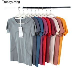 Neues LLs Damen-Yoga-Shirt/T-Shirt, lässig, kurzärmelig, leicht, hochelastisch, atmungsaktiv, zum Laufen, Trocknen, Sport, Fitnessstudio, sportliches Yoga