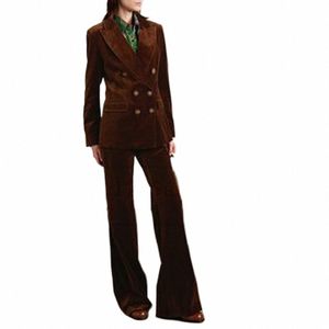 Set Woman 2 sztuki Eleganckie i eleganckie garnitury dla kobiet 2024 Nowy garnitur damski Veet luksusowe, swobodne dwuczęściowe zestawy spodni 47WQ#