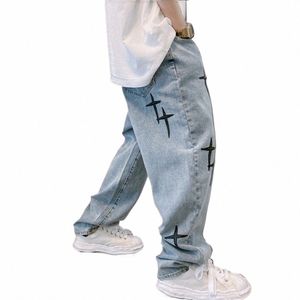 jeans män breda ben last byxor män jeans streetwear baggy män lös raka manliga kläder y2k jeans hip hop stil manliga byxor w38f#