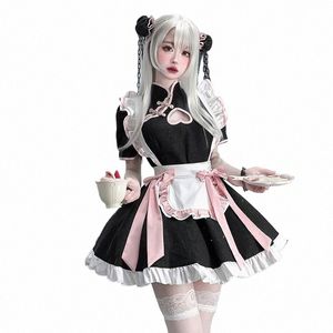 Estilo chinês Maid Lolita Cosplay Costume Mulheres Sweetheart Chegsam Dr Halen Party Waitr Role Play Animati Show New k8nH #