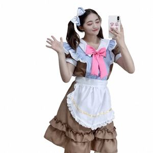 Halen Vampire Little Devil Maid Lolita Uniform Gothic Brown and Red Anime Maid Cosplay Costume Sweet Japanese French Outfit 12fi#