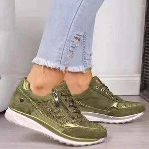 Scarpe casual da donna con zeppa e plateau da donna moda comoda donna antiscivolo scarpe da ginnastica sneakers autunno solido sportivo femminile