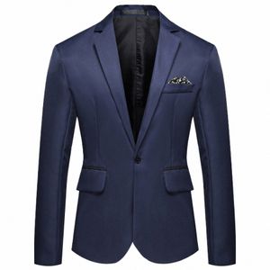 boutique Fi Blazer Solid Color Busin Casual Men'S Blazer Groom Wedding Gown Blazers For Men Suit Tops Jacke Coat R4Oz#