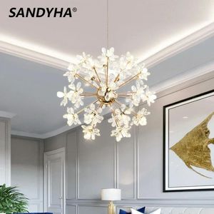 Ljuskronor Sandyha Modern Pendant Lights Luxury Design Crystal Light Maskros Ball Decorative LED Lamp Nordic Living Room Table Chandelier