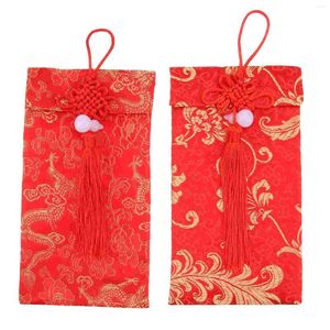 Confezione regalo 2 pezzi Anno Busta rossa Custodia per soldi Festival Regalo Matrimonio Borsa da mille Yuan Decorativa