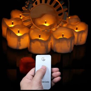 Pacote de acessórios com 6 ou 12 velas cintilantes de bateria com controle remoto, velas led sem chama para casa, velas de Halloween alimentadas por bateria