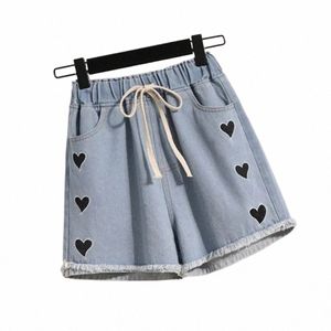 heart Embroidery Wool Edge Shorts Jeans Summer Pantales Cortos Oversize 4xl Women Baggy Denim Pants Blue Casual Vaqueros 2023 q5ro#