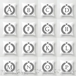 Pillow Black And White 26 Letters Cover English Alphabet Throw Case Decorative Pillowcase Letter