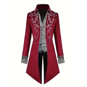 Steampunk Gothic bestickte viktorianische Jacke für Herren – Vintage-Frack mit mittelalterlichem Gehrock-Design und Renaissance-Kostümstil