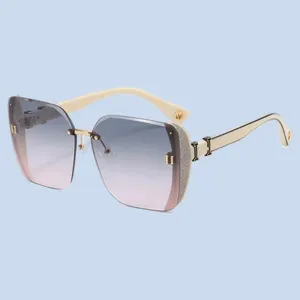 Luxury sunglasses designer black letters metal green pc mirror legs protect eyes man glasses square resin lens adumbral gradient goggles uv400 ga0127 C4