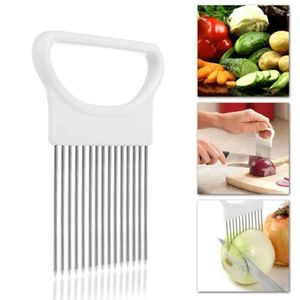 Tomato Onion Vegetables Slicer Cutting Aid Holder Guide Slicing Cutter Safe Fork New Stainless Steel Cutting Kitchen Gadgets