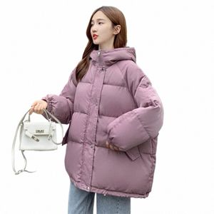 Breasted Butts Winter Down Jacket For Women Hooded Overdimensionerad Loose Padded Female Down Coat Kort casual Puffer Jackets H197 Q3DN#