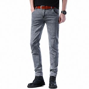 new Arrival Casual Jeans For Men's Straight Elastic Denim Lg Pants Grey Big Size Brand Men's Lg Cool Trousers q9xi#