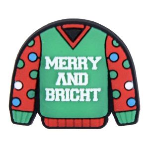 Suéter feio de Natal com miçangas focais de silicone, amuletos de tamanco em pvc, decoração de sapatos
