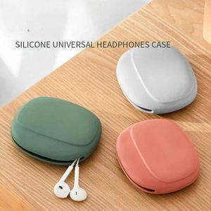 Sacos de armazenamento 2/1pcs cabo de dados portátil caixa de fone de ouvido simples saco de silicone oval bonito moeda bolsa casa chave batom