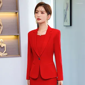 Arbetsklänningar Izicfly Spring Summer Style Office Wear for Women Jacket Business Elegant Uniforms Blazer Formell Dress Suit-1 Piece