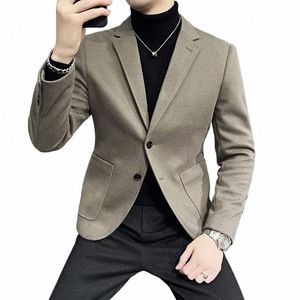 brand Clothing Men's Woolen Cloth Suit Jackets/Male Slim Fit High Quality Busin Tuxedo/Man Solid color casual Blazers 4XL-M 27PS#