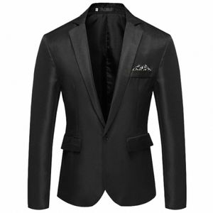 retro Suit for Men Mens Casual Autumn And Winter Trend Collar Single Two Butts Slim Fit Round Hem Pockett Jacket And Tuxedo X2ES#
