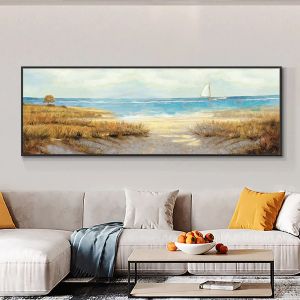 Landscape Seascape Plant Oil Målning på duk tryck nordisk affischväggkonst bild för vardagsrum hem dekoration ramlös