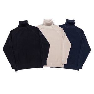 PALAIS 23 Autunno Inverno Maglione da uomo a collo alto Stesso colore Etichetta manica addensata Maglione pullover a 9 aghi Manica Raglan Abbigliamento da uomo SI