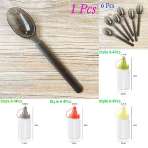 2024 4Pcs Plastic Sauce Squeeze Bottle Mini Seasoning Box Salad Dressing Containers Outdoor Portable Barbecue Spice Jar Kitchen Tool