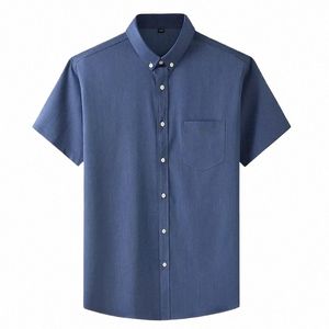 Новый Fi Summer Men's Solid Color Рубашка с короткими рукавами плюс размер свободные эластичности повседневная черная белая рабочие рубашки 94mh#