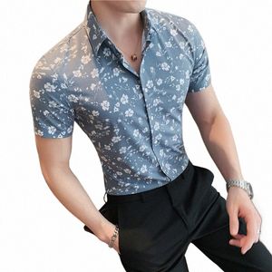 ブリティッシュスタイルのブランド服メンズサマーカジュアル半袖印刷シャツ/男性最高品質のDRシャツプラスサイズ4XL K4XS＃