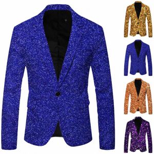 Mens Shining Plus Size Solid Blazer DJ Singers Nightclub Costume Stylish Suit Jacket Stage Men's Suits Full Sequined Jacket S7VR#