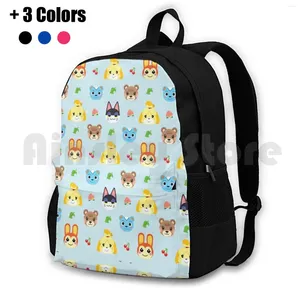 Backpack Animal Pattern-Blue Outdoor Hiking Riding Climbing Sports Bag Acnl Acnh Isabelle Bunnie Filbert Punchy Maple