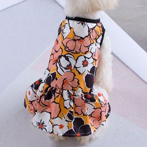 Vestuário de cão bonito grande flores vestido roupas aconchegante sem mangas camisa pet sundress princesa festa pequena saia outfit