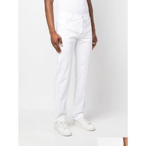 Jeans da uomo firmati Kiton a vita media gamba dritta primavera autunno pantaloni lunghi effetto vissuto per uomo nuovo stile pantaloni in denim bianco Drop Deliv Otkga