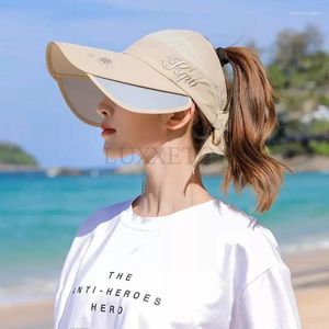 Ball Caps Sommer Sonnenhut Visier Weibliche Skalierbare Krempe Leere Top Baseball Kappe UV Schutz Strand Hüte Für Frauen