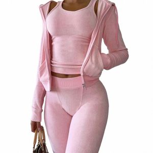 women Thick Fleece 3 Piece Set Sweatpants & Vest & Hoodies Jackets Set Fall Winter Jogger Luxury Outfit Sweatsuit Tracksuits j3Mx#