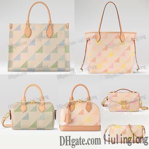 New Spring Summer tote designer shoulder bags women checkered bag luxury green pink crossbody fashion gold chains lady letter clutch 3 size purses totes