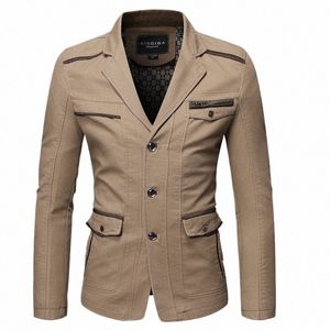 Shenrun Men Jackets Light Khaki Olive Green Blazers Slim Fit Cott Suit Collar Fi Casual Jacket Single Breasted 3 Butts 828i#