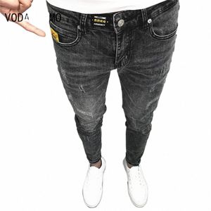 уличная одежда в стиле хип-хоп, мужские очень узкие рваные джинсы из эластичного денима, брюки Slim Fit, черные, белые, темно-синие, голубые джинсы 31Gk #