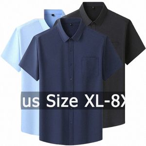 Camisas de verão para homens tamanho grande 1xl-7xl busin camisa formal masculina manga curta cor sólida camisa branca 115-205kg p9wB #