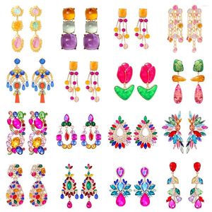 Dangle Earrings Exaggerated Colorful Crystal Rhinestone Resin For Women Personality 2024 Trend Jewelry Holiday Party Gifts Wholesale