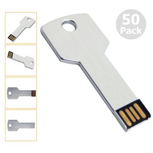 USB Flash Driving Toptan 50 PCS 8GB 2.0 Metal Anahtar Bellek Çubuğu PC Dizüstü Bilgisayar Başparmak Depolama Kalemi Boş Medya Damlası Teslimat Otioz