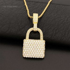 Iced Out Novo Design Hip Hop Vvs Moissanite Diamante Charme Pingente de Bloqueio Personalizado Para Homens