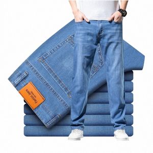 shan BAO Straight Loose Lightweight Stretch Jeans 2022 Summer Classic Style Busin Casual Young Men's Thin Denim Jeans l0Fm#