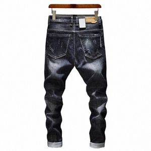 top Fi Mens Jeans Marca Robin 2020 Hip Hop primavera Autunno Strappato per gli uomini Solid Cott Figura intera Mid colore nero Vendita Q6Tw #