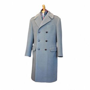 Vintage Man Kuitury kurtki wełniana mieszanka Woolen Blend Trench LG niestandardowe wykonane podwójnie piersi Tuxedos Tuxedos Prom Blazers V9jg#